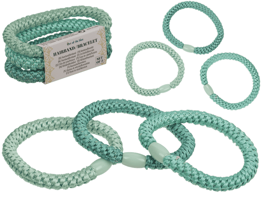 Textile hairband/bracelet, Blue Shades,