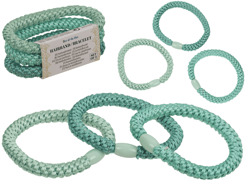 Textile hairband/bracelet, Blue Shades,