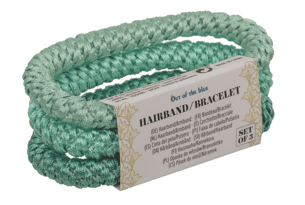 Textile hairband/bracelet, Blue Shades,