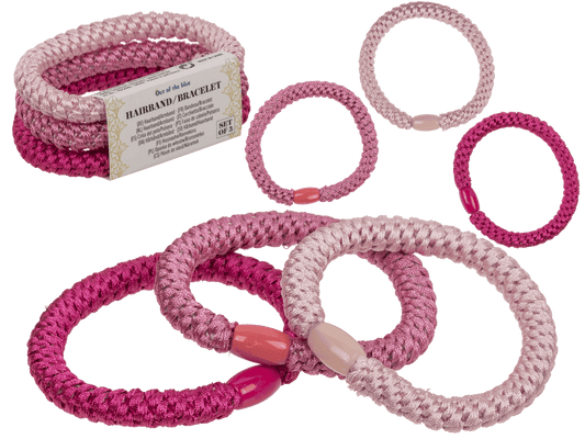 Textile hairband/bracelet, Pink Shades