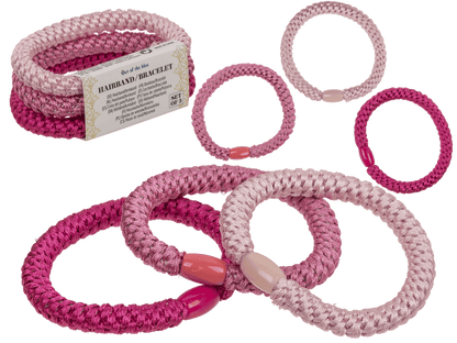 Textile hairband/bracelet, Pink Shades