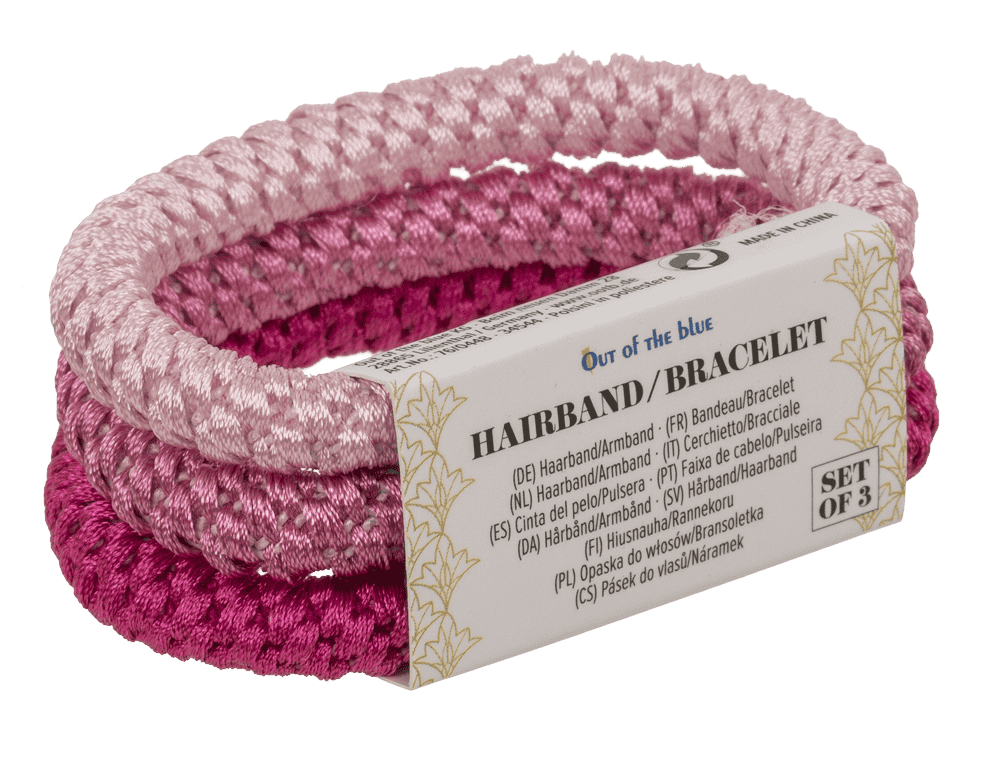 Textile hairband/bracelet, Pink Shades