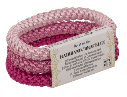 Textile hairband/bracelet, Pink Shades