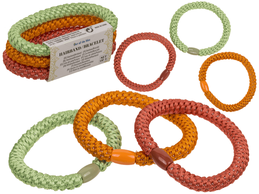 Textile hairband/bracelet, Colourful Mix