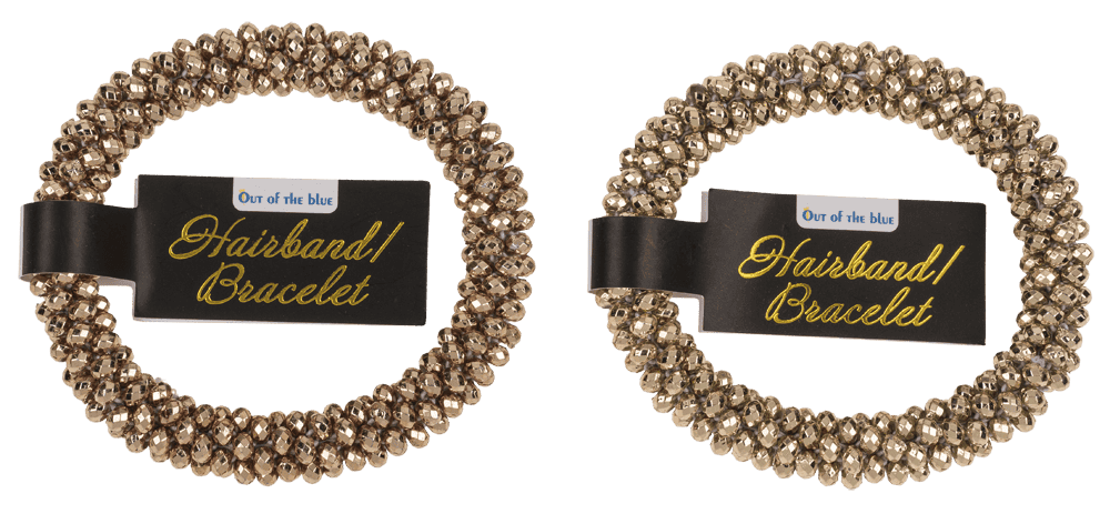 Textile hairband/bracelet with plastic beads,