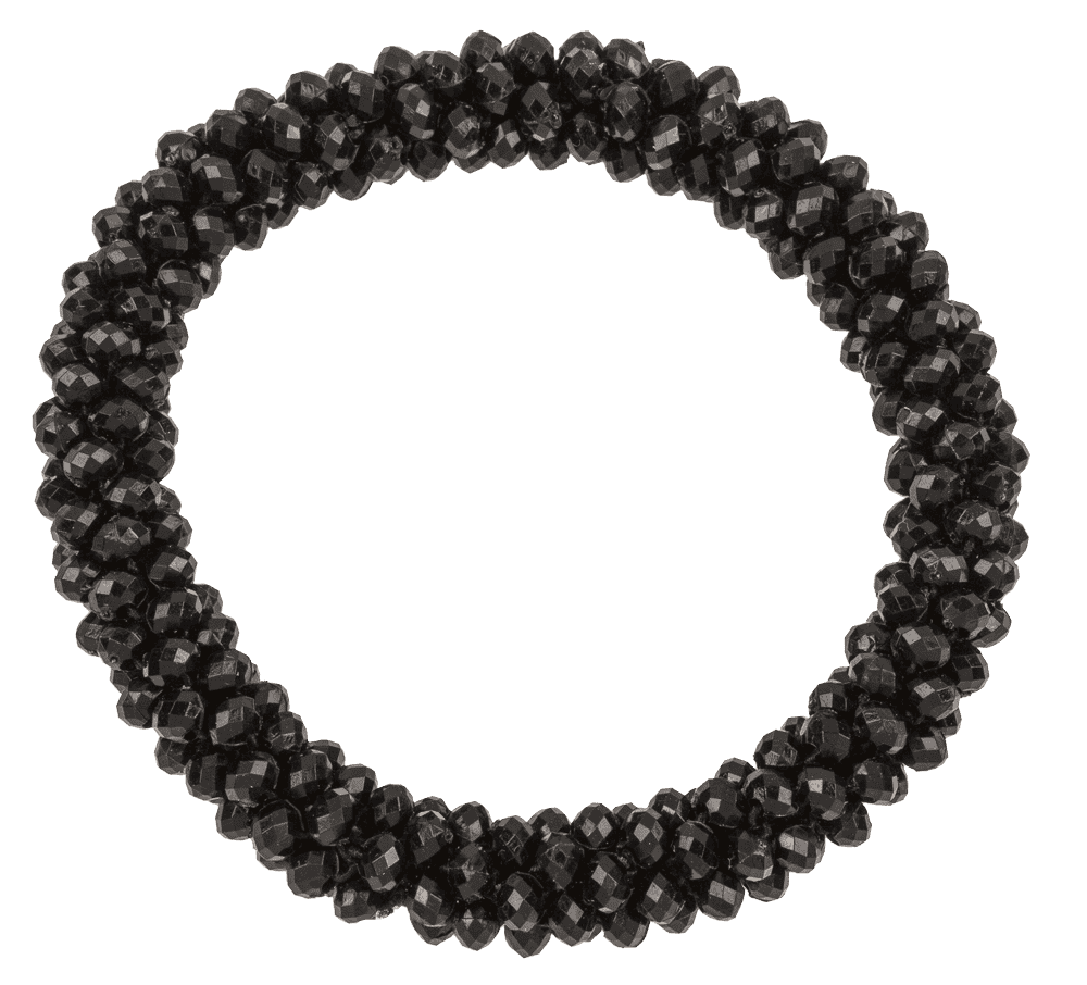 Textile hairband/bracelet with plastic beads,