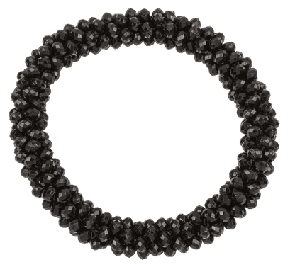 Textile hairband/bracelet with plastic beads,