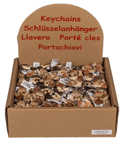 Metal keychain, Natural wood Angel,