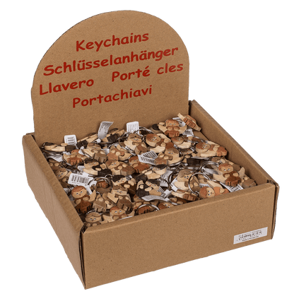 Metal keychain, Natural wood Angel,