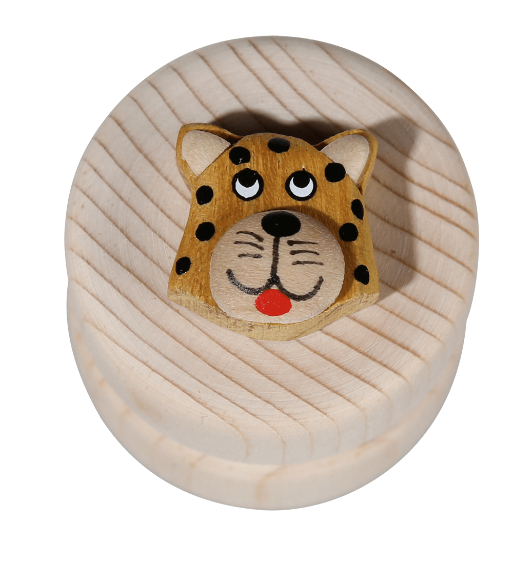 Natural wood milk teeth jar, Animals,
