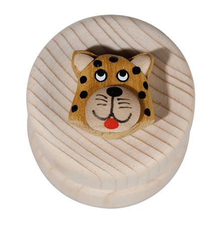 Natural wood milk teeth jar, Animals,