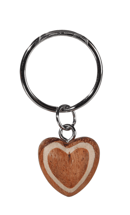 Metal keychain, Natural wood Mini Hearts,