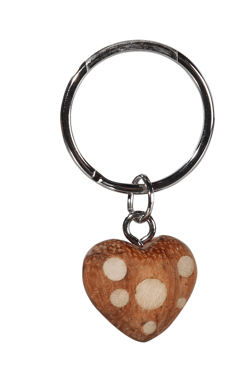 Metal keychain, Natural wood Mini Hearts,