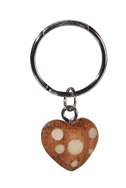Metal keychain, Natural wood Mini Hearts,