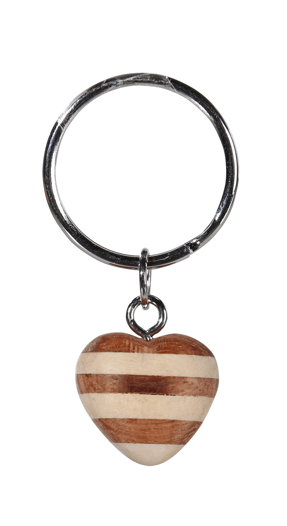 Metal keychain, Natural wood Mini Hearts,