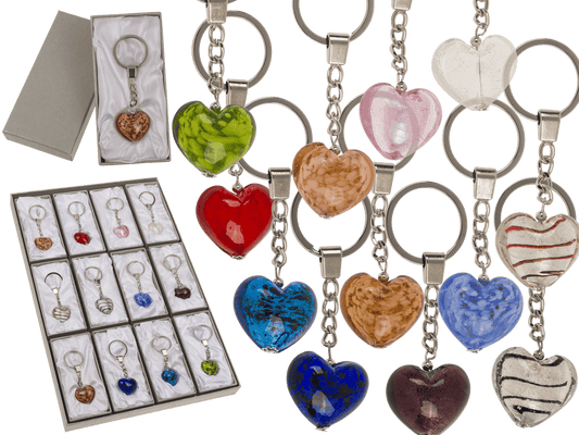 Keyring, glass heart,