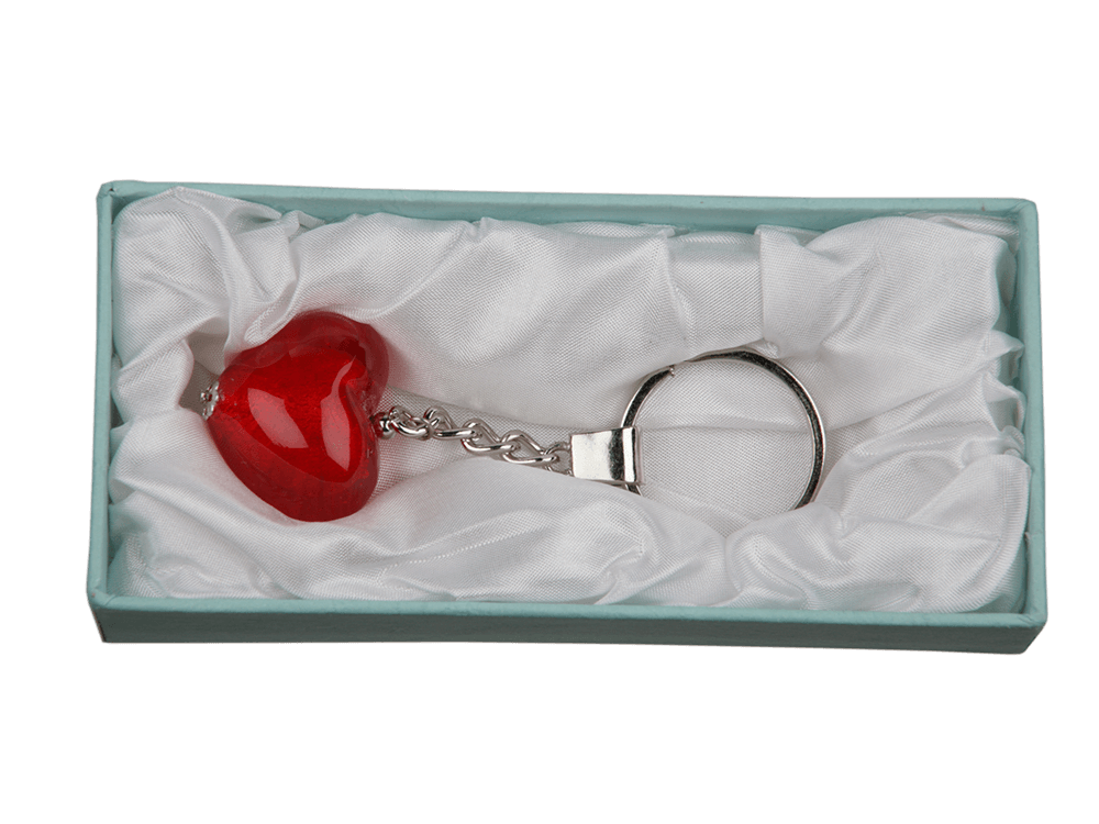 Keyring, glass heart,