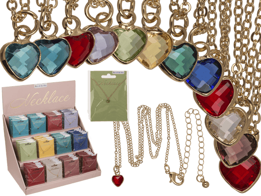 Necklace, with glass crystal in heart shape,