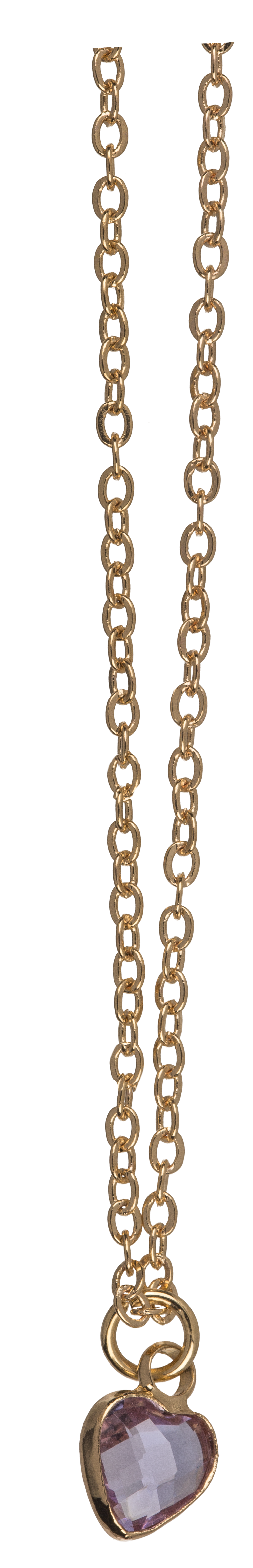 Necklace, with glass crystal in heart shape,