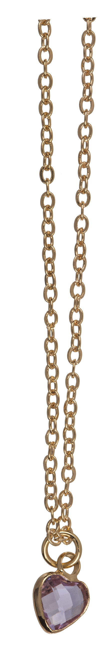 Necklace, with glass crystal in heart shape,