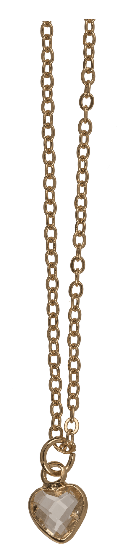 Necklace, with glass crystal in heart shape,