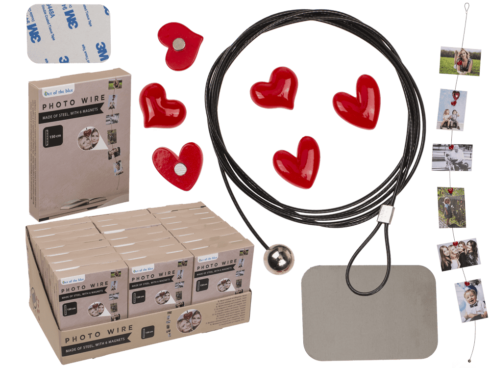 Photo steel wire with 6 magnets, Heart,