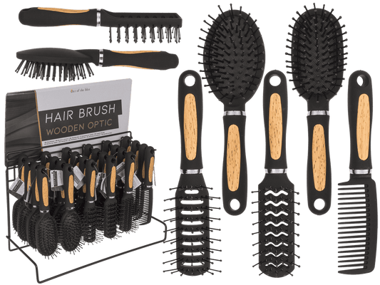 Hairbrush in wooden optic,