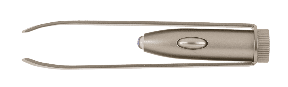 Stainless steel tweezer with LED (incl. batteries)