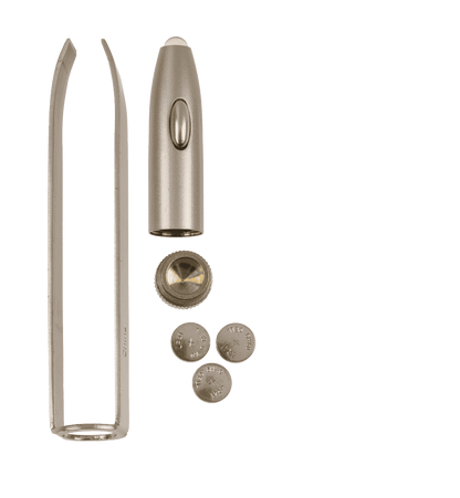 Stainless steel tweezer with LED (incl. batteries)