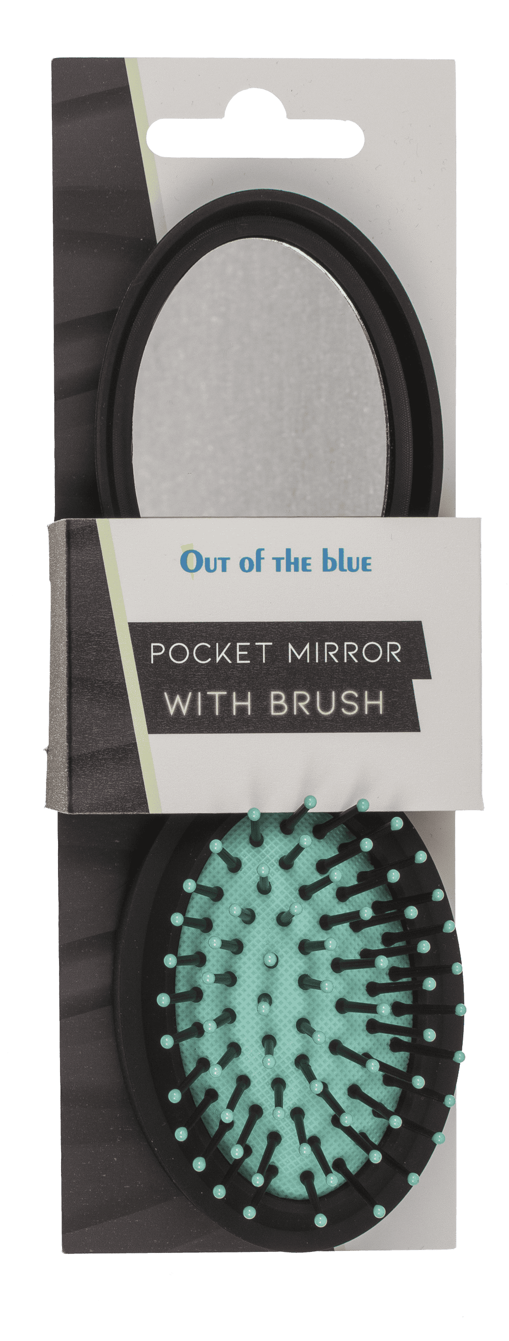 Folding pocket mirror with hair brush,