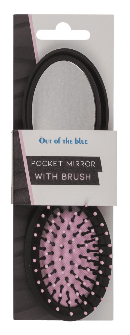 Folding pocket mirror with hair brush,