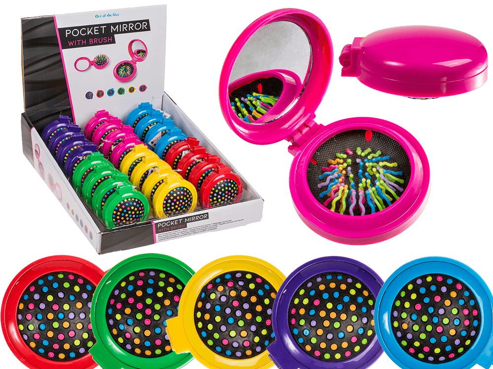Pocket mirror with brush,