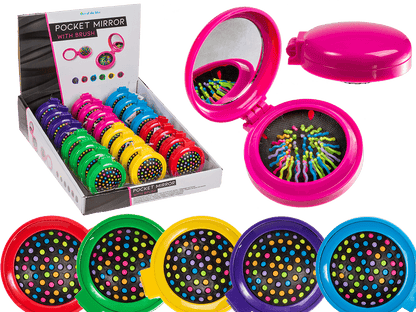 Pocket mirror with brush,