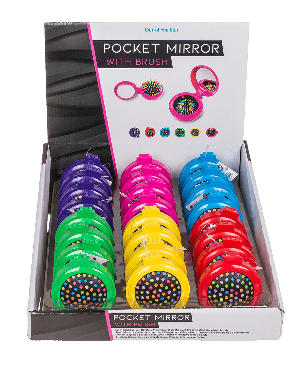 Pocket mirror with brush,
