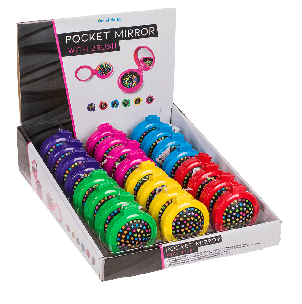 Pocket mirror with brush,