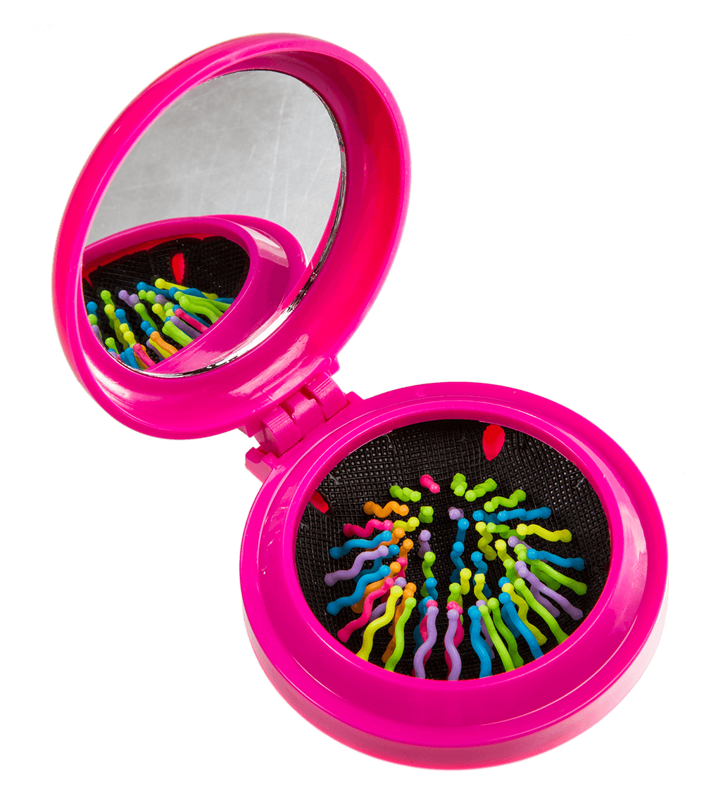 Pocket mirror with brush,