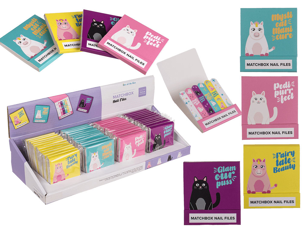 Matchbox nail files, ca. 5,5 x 5,8 cm,