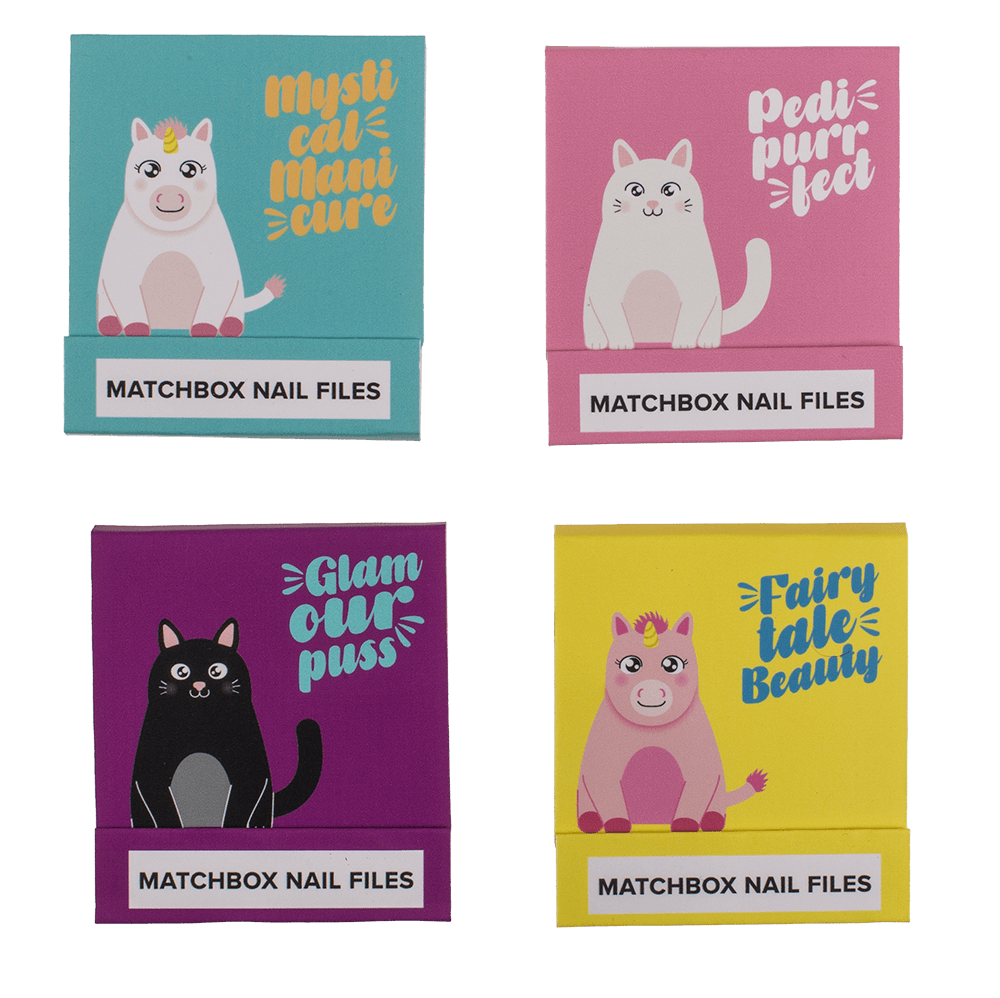Matchbox nail files, ca. 5,5 x 5,8 cm,