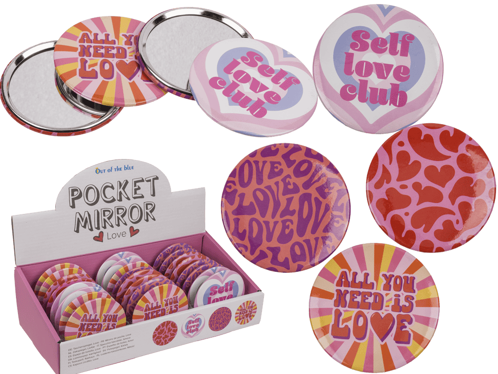 Round shaped pocket mirror, Love,