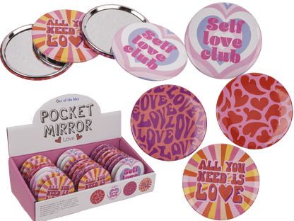 Round shaped pocket mirror, Love,