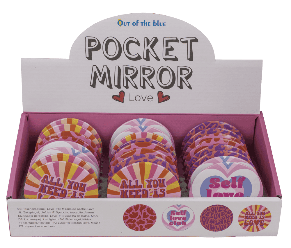 Round shaped pocket mirror, Love,