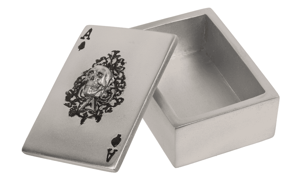 Caja para guardar naipes, calavera