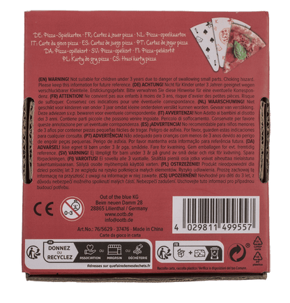 Cartas de juego, pizza