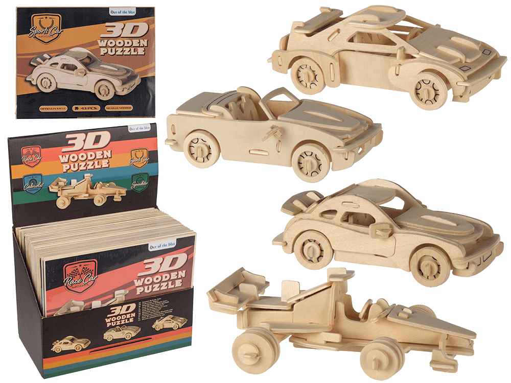 Natural Wooden 3D Puzzle, Cars,