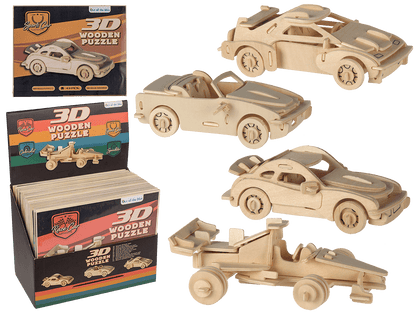 Natural Wooden 3D Puzzle, Cars,