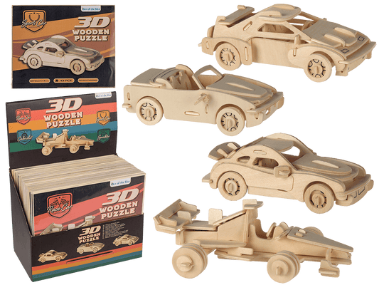 Natural Wooden 3D Puzzle, Cars,