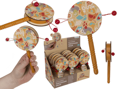 Wooden Percussion Drum, 16 x 7,5 cm,