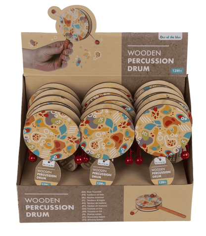 Wooden Percussion Drum, 16 x 7,5 cm,