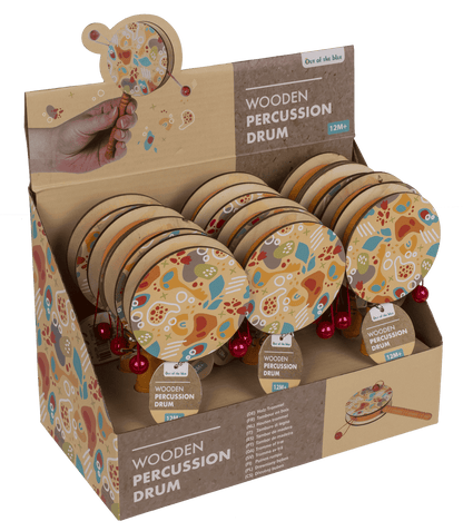 Wooden Percussion Drum, 16 x 7,5 cm,