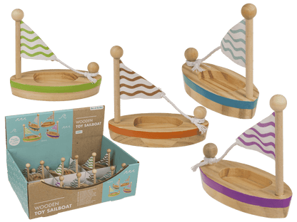Wooden Toy Sailboat, 11,5 x 5,5 cm
